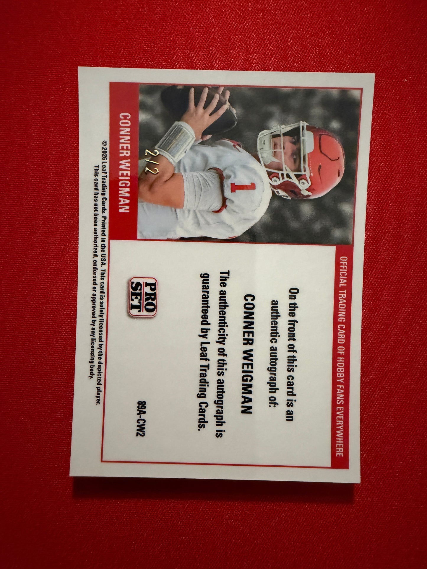 2026 Leaf Pro Set Metal Football Conner Weigman 1989 Auto Black /2 + Base Lot