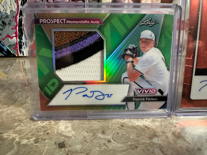 2026 Leaf Pro Set Patrick Forbes 1/1 Auto & Vivid Patch Auto /25 2-Card Lot