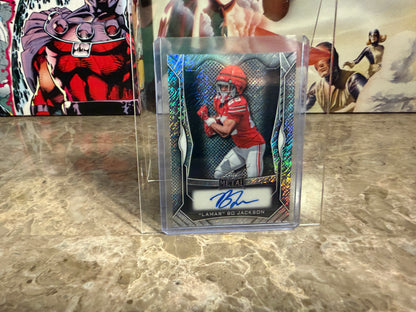 Lamar "Bo" Jackson 2026 Leaf Trinity Football Metal Auto Silver Shimmer /49