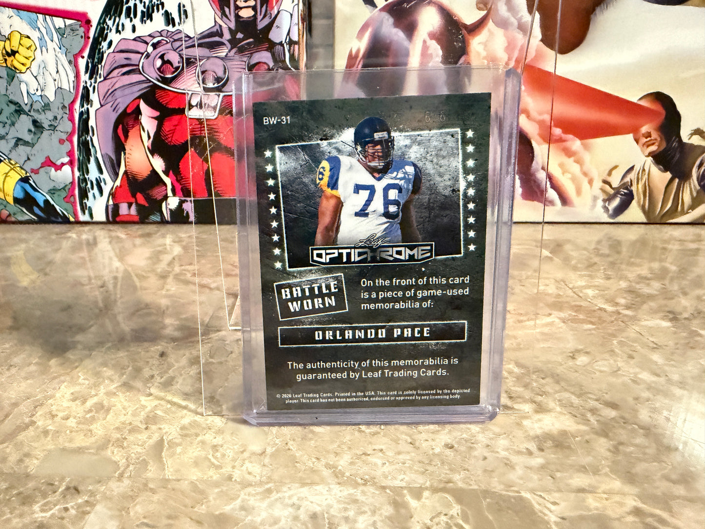 Orlando Pace 2026 Leaf Optichrome Battle Worn Game-Used Multicolor Patch /6