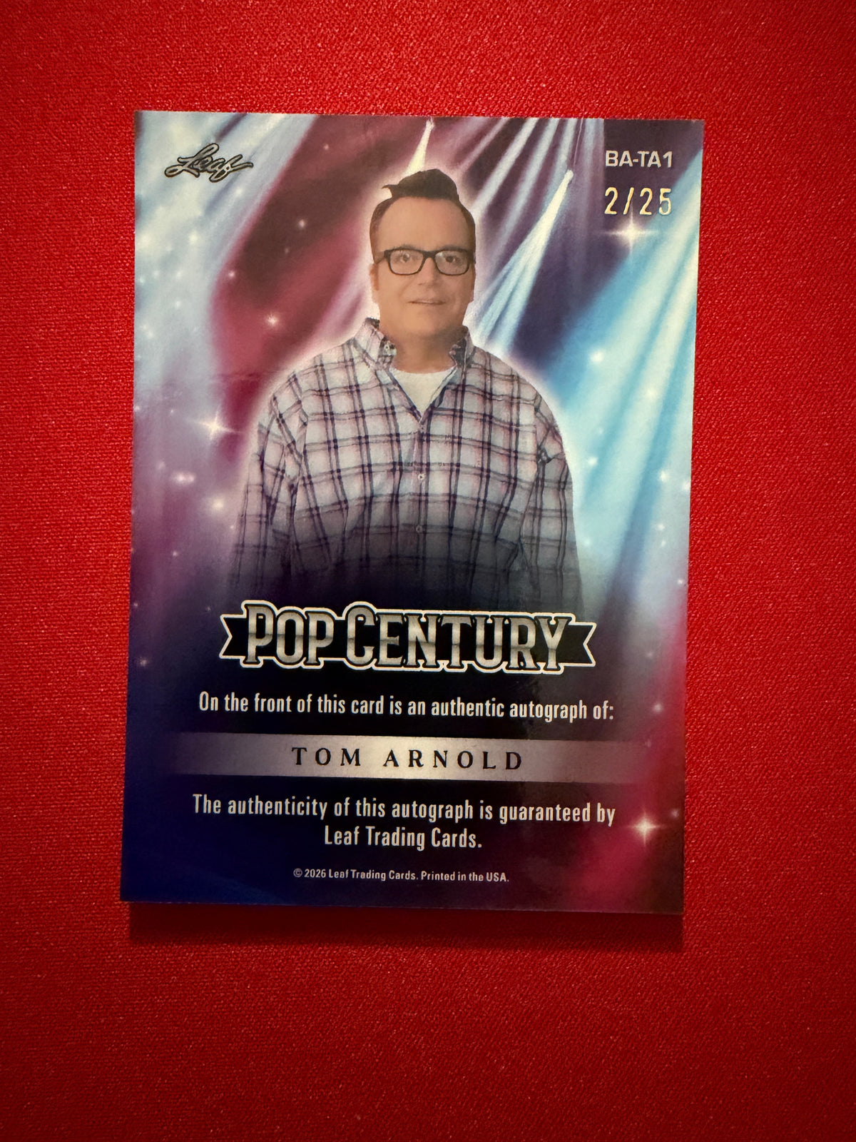 Tom Arnold 2026 Leaf Pop Century Base Silver Crystal /25