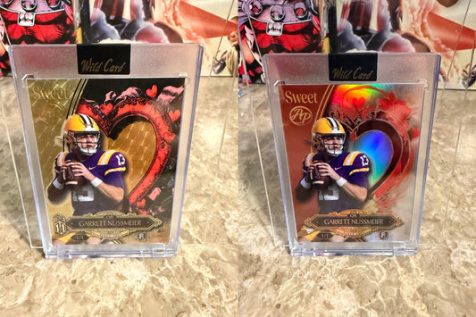 Garrett Nussmeier 2026 Wild Card Wild Art 1/1 Gold Vinyl Auto 2-Card Lot