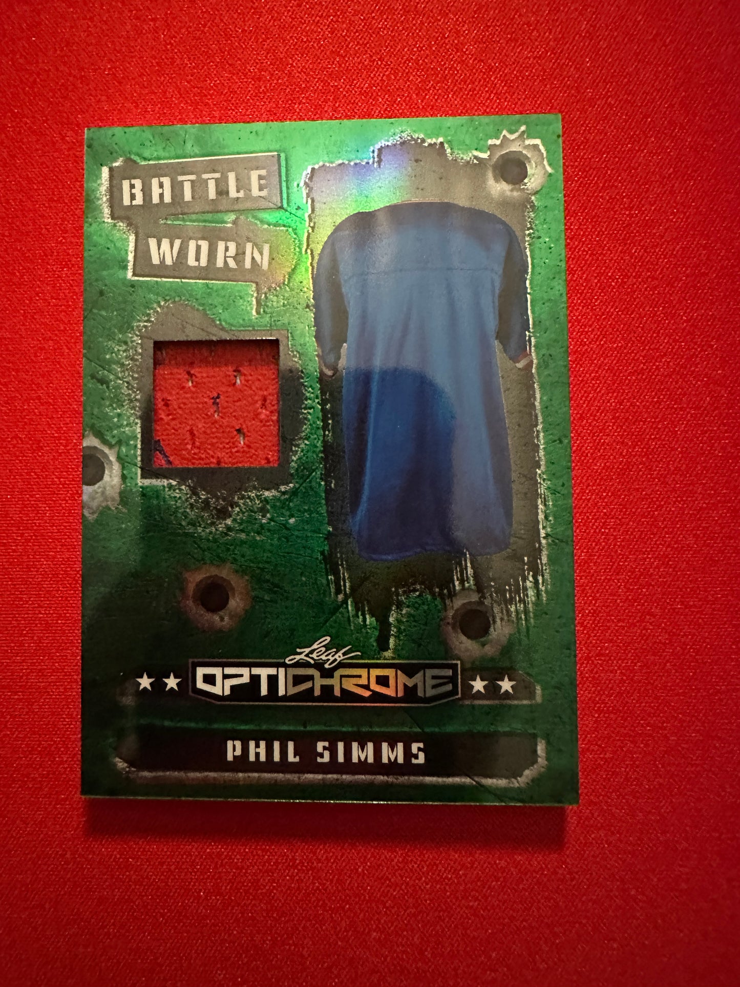 2026 Leaf Optichrome Phil Simms BATTLE WORN GAME USED PATCH /3 Giants MVP