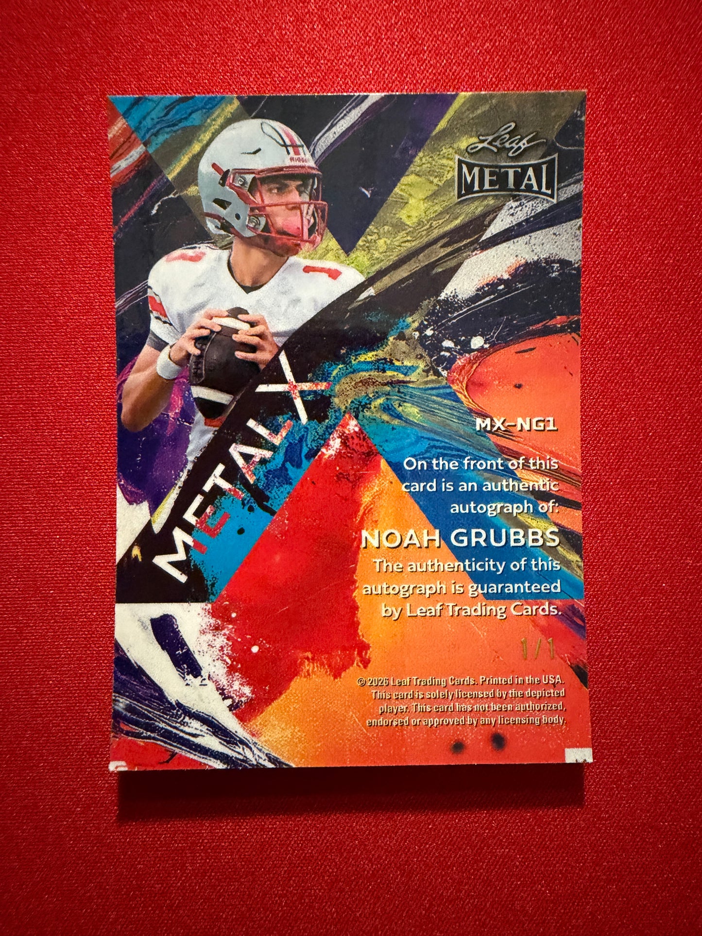 2026 Leaf Metal Noah Grubbs Auto Metal X Red Flood Super Prismatic 1/1