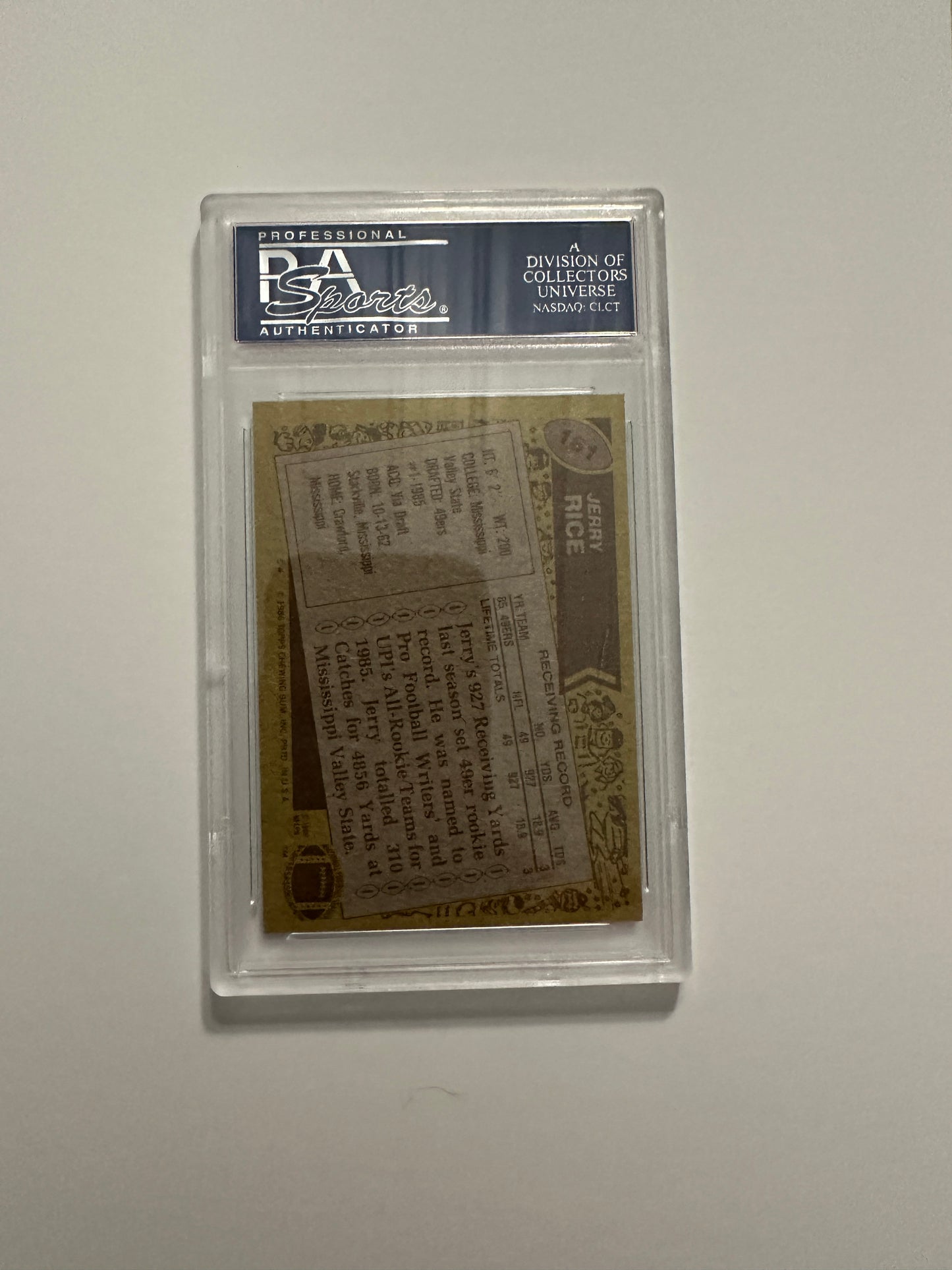 Jerry Rice #161 PSA Graded NM-MT 8 (1986 Topps)
