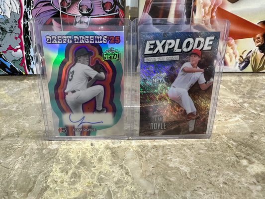 (2) 2026 Leaf Metal Liam Doyle /10 AUTO + 1/1 PROOF LOT Cardinals No. 1