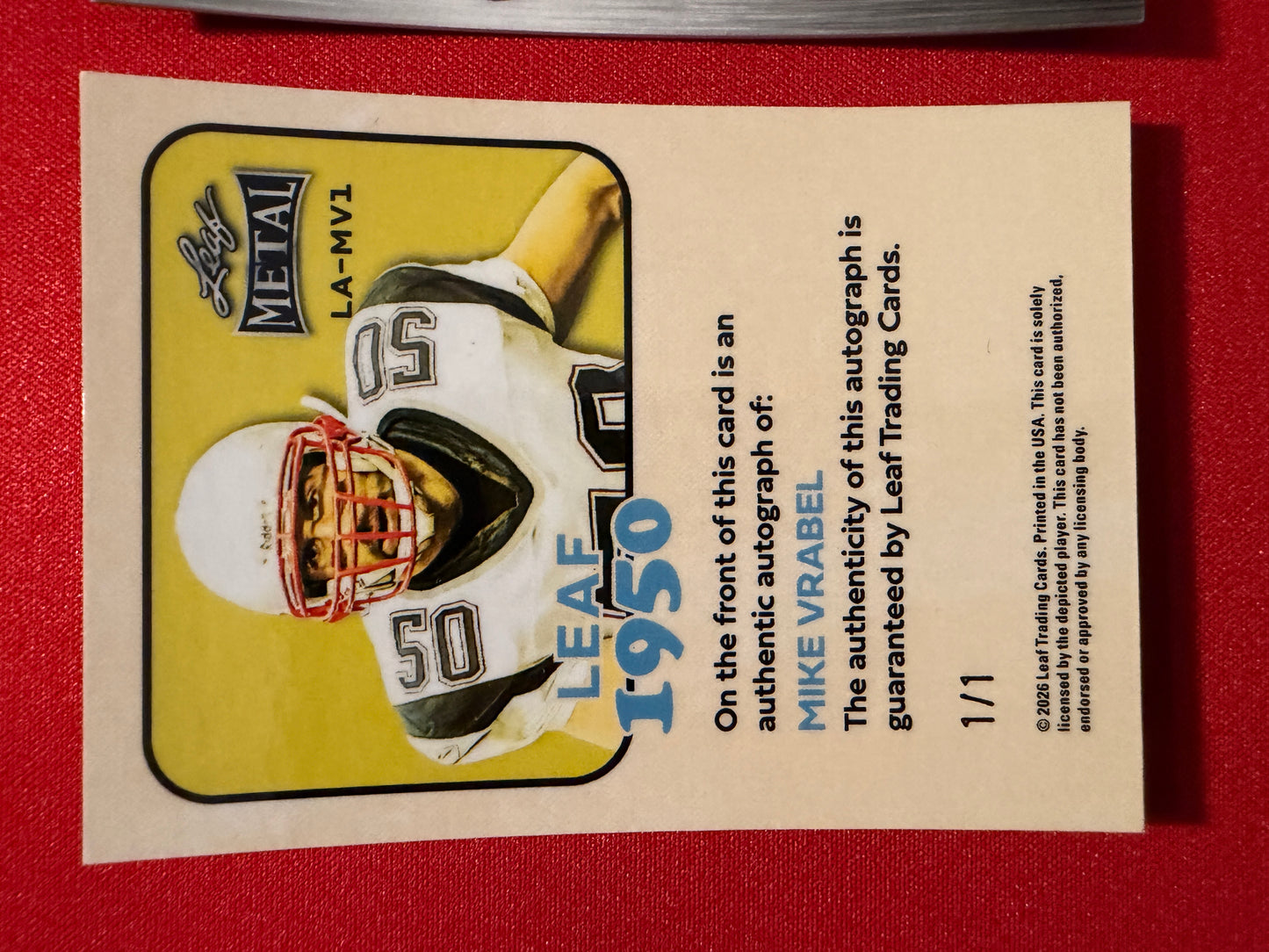 2026 Leaf Metal Mike Vrabel Gold Crystal 1/1 Auto 2-Card Lot