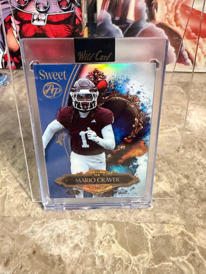 Mario Craver 2026 Wild Card Wild Art 1/1 Gold Vinyl Auto 2-Card Lot