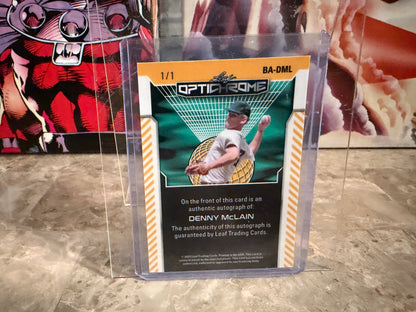 Denny McLain 2025 Leaf Optichrome Baseball Base Auto Gold Super Prismatic 1/1