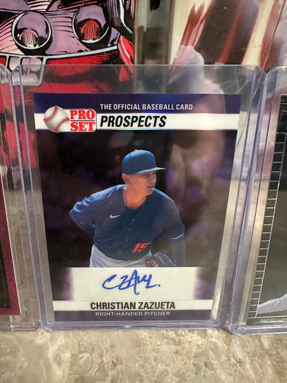 2026 Pro Set Christian Zazueta Black Lazer 1/1 & Purple Auto /8 Leaf Metal /6 Lot