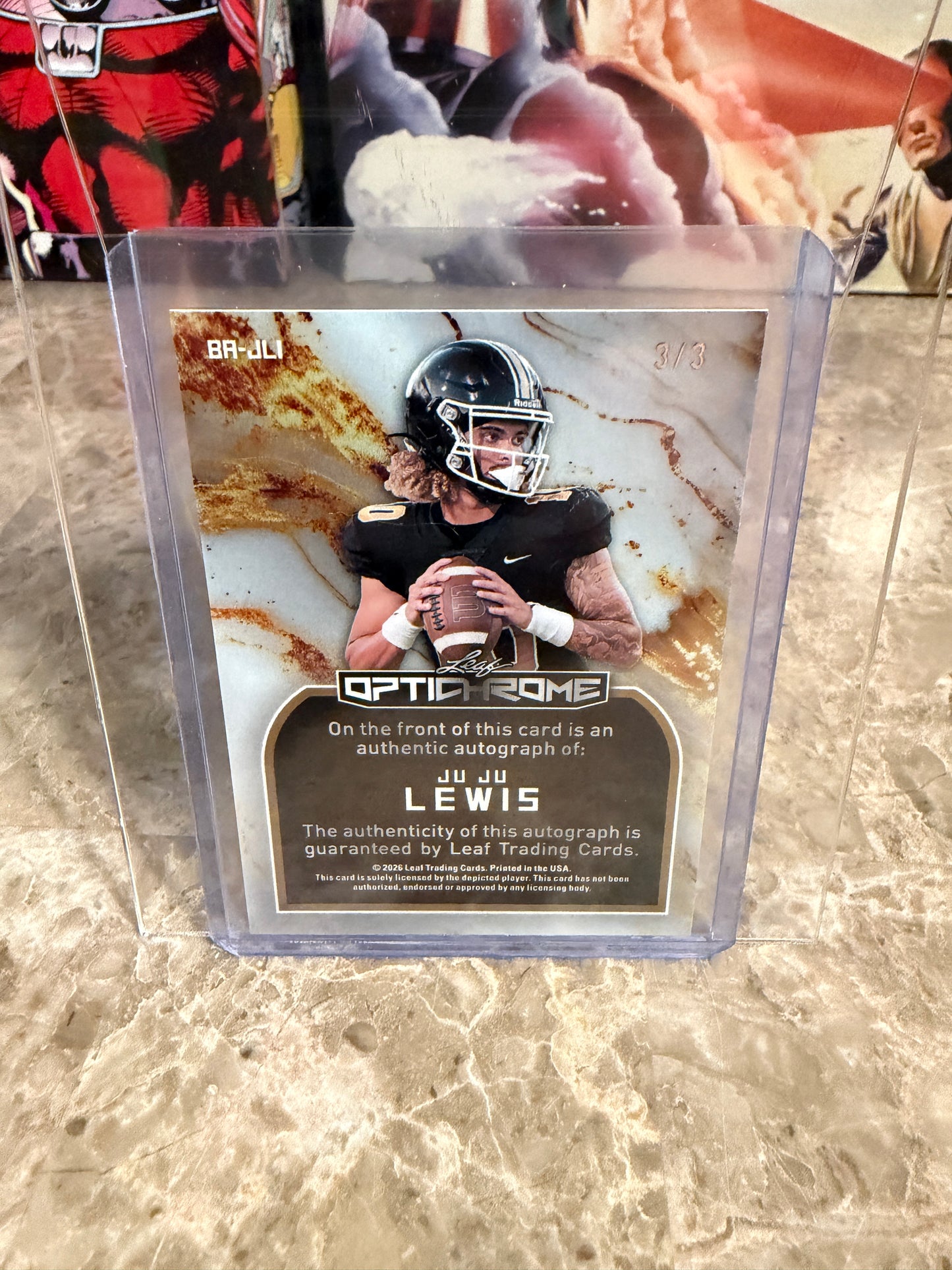 Juju Lewis 2026 Leaf Optichrome Football Base Green Shimmer 3/3