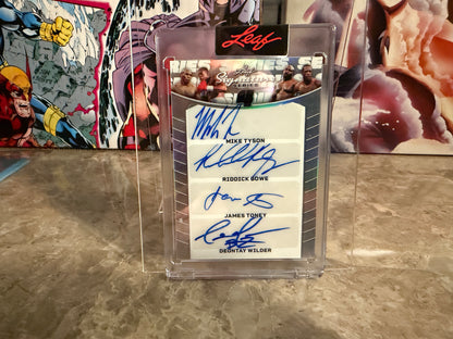 Mike Tyson Riddick Bowe Toney Wilder 2026 Leaf Signature Series 4 Auto 1/1