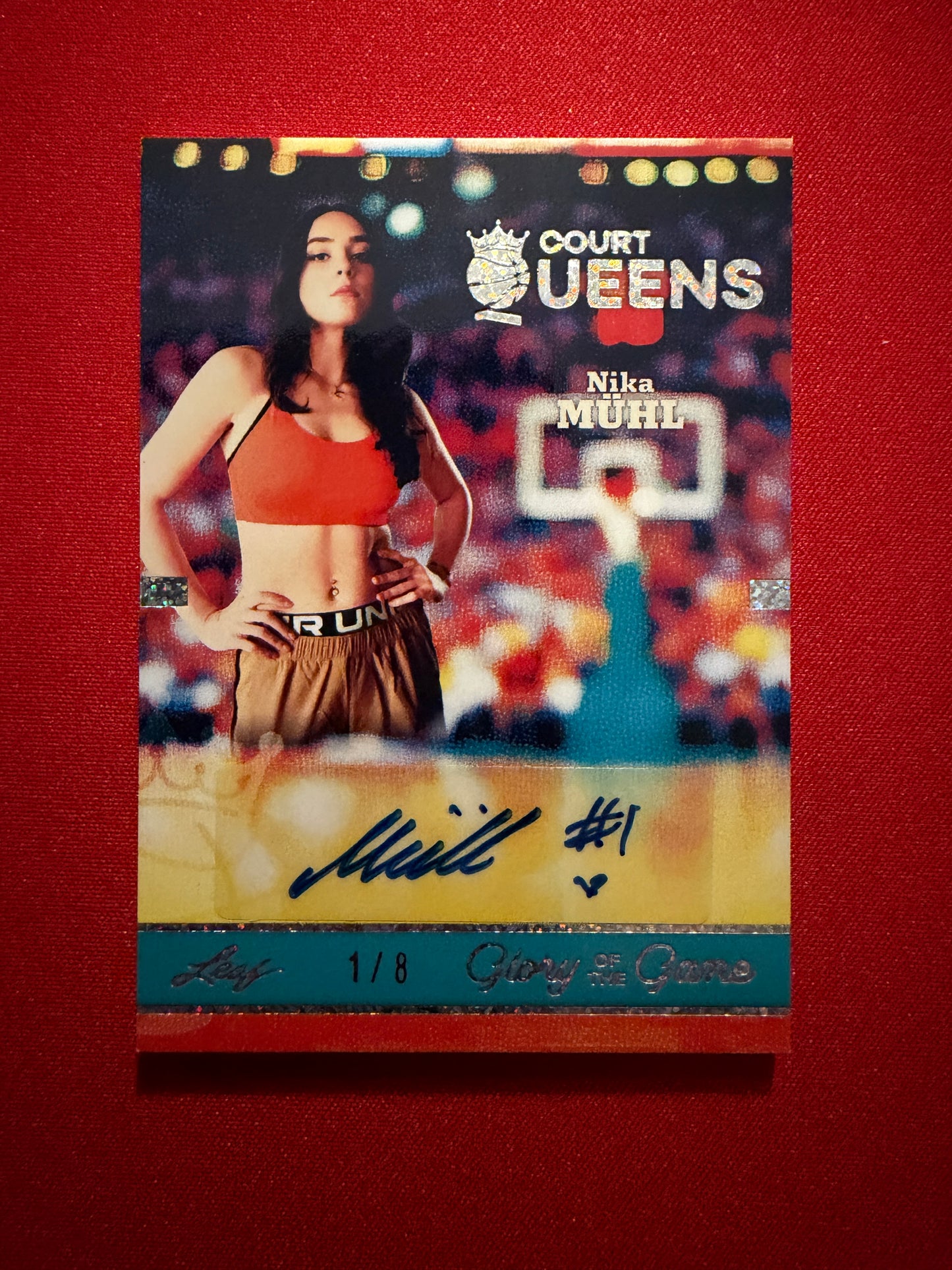 Nika Muhl 2025 Leaf Glory of the Game Basketball Court Queens Auto Holo Dots 1/8