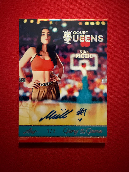 Nika Muhl 2025 Leaf Glory of the Game Basketball Court Queens Auto Holo Dots 1/8