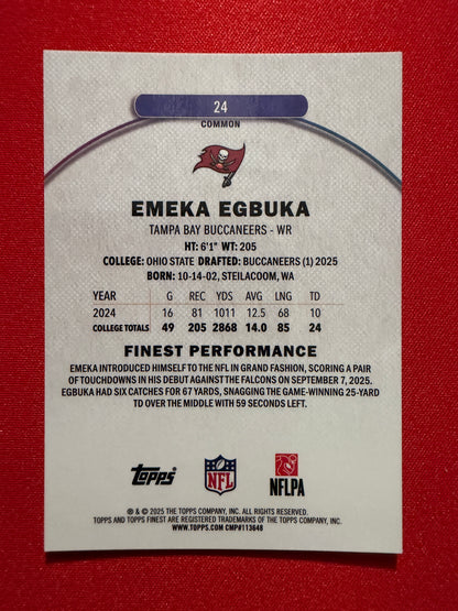 2025 Topps Finest Football Emeka Egbuka Common Green /75 RC #24