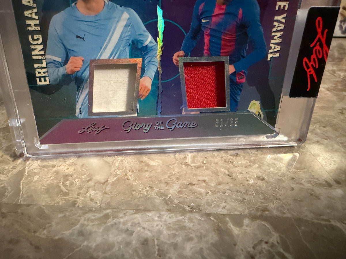 Erling Haaland Lamine Yamal 2026 Leaf Glory Of Game Soccer 1v1 Dual Patch /25