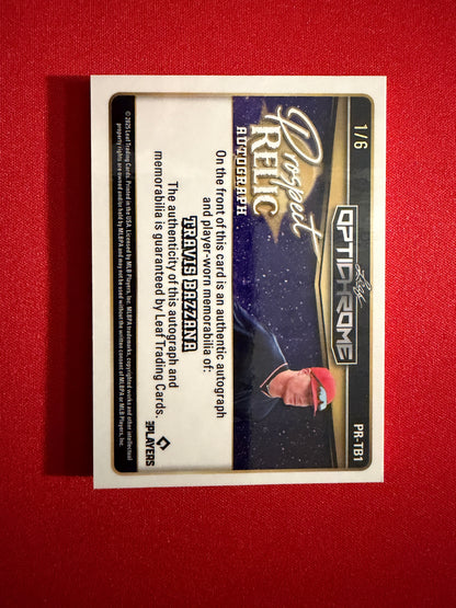 Travis Bazzana 2025 Leaf Optichrome Baseball Prospect Relic Auto 1/6 Bookend