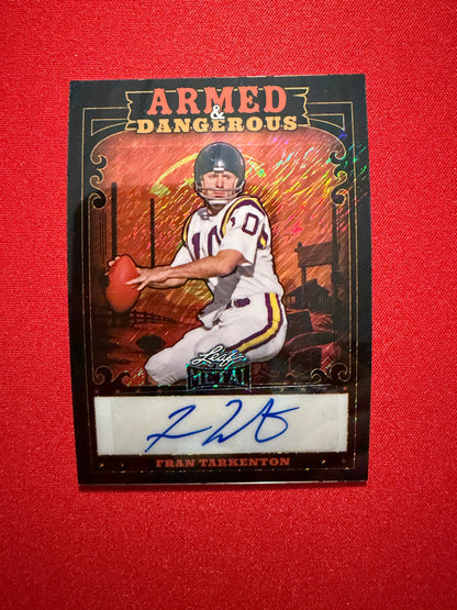 2026 Leaf Metal Football Armed and Dangerous Western Black Shimmer Auto 1/1 Fran Tarkenton