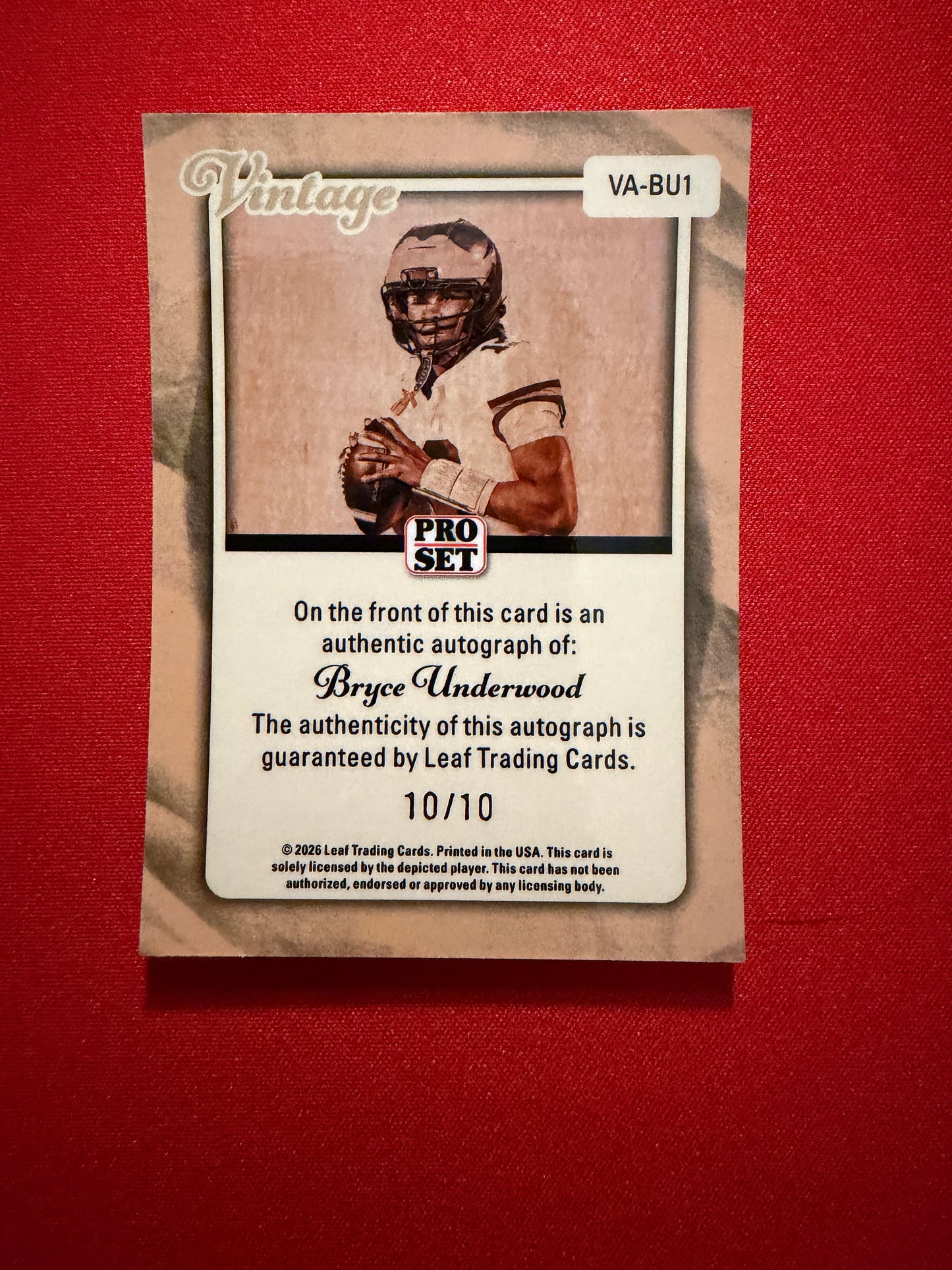 Bryce Underwood 2026 Leaf Pro Set Metal Vintage Auto Silver 10/10 Bookend Michigan