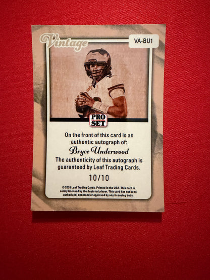 Bryce Underwood 2026 Leaf Pro Set Metal Vintage Auto Silver 10/10 Bookend Michigan