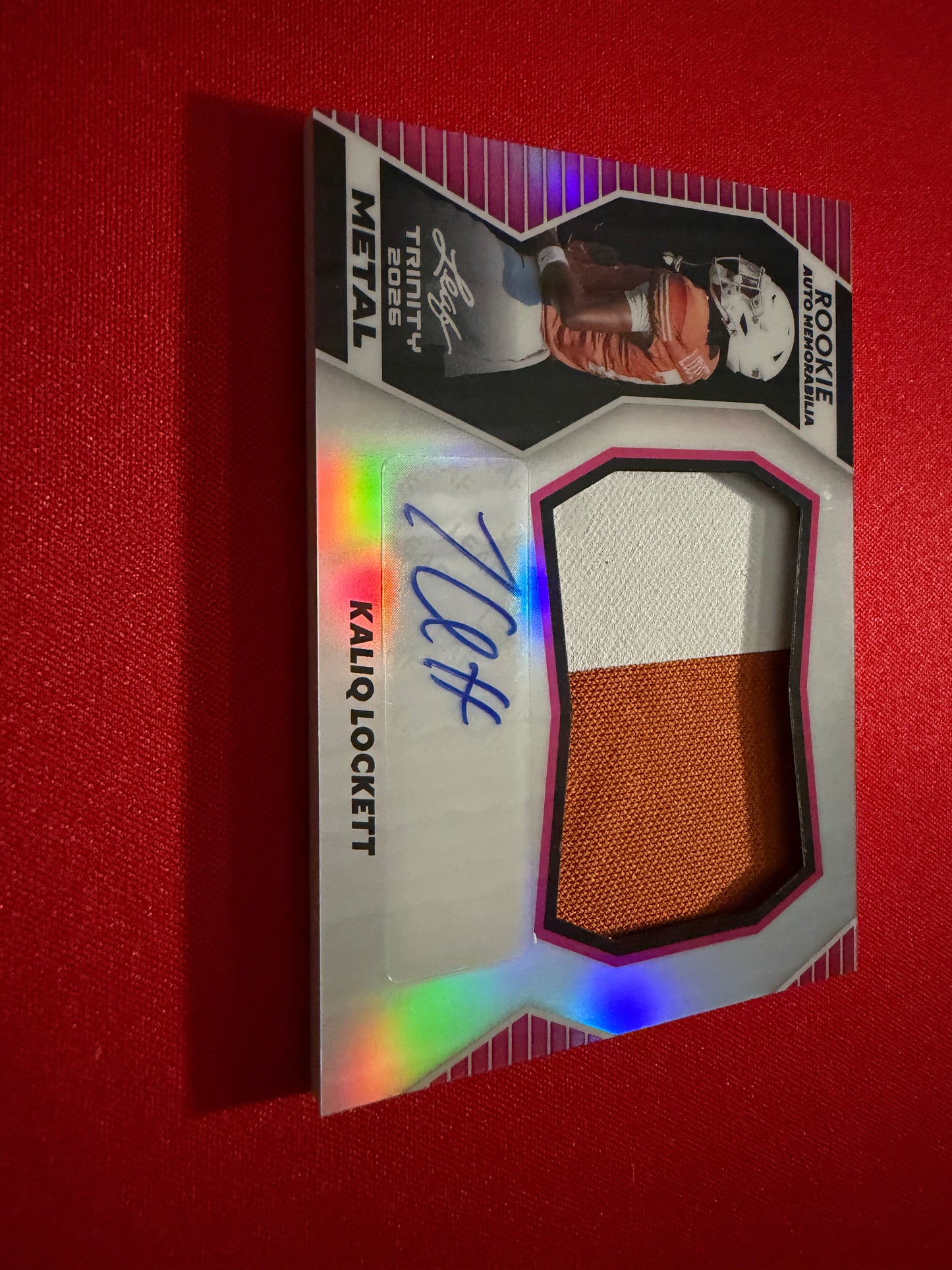 Kaliq Lockett 2026 Leaf Trinity Rookie Auto Memo Metal Multicolor Patch /3