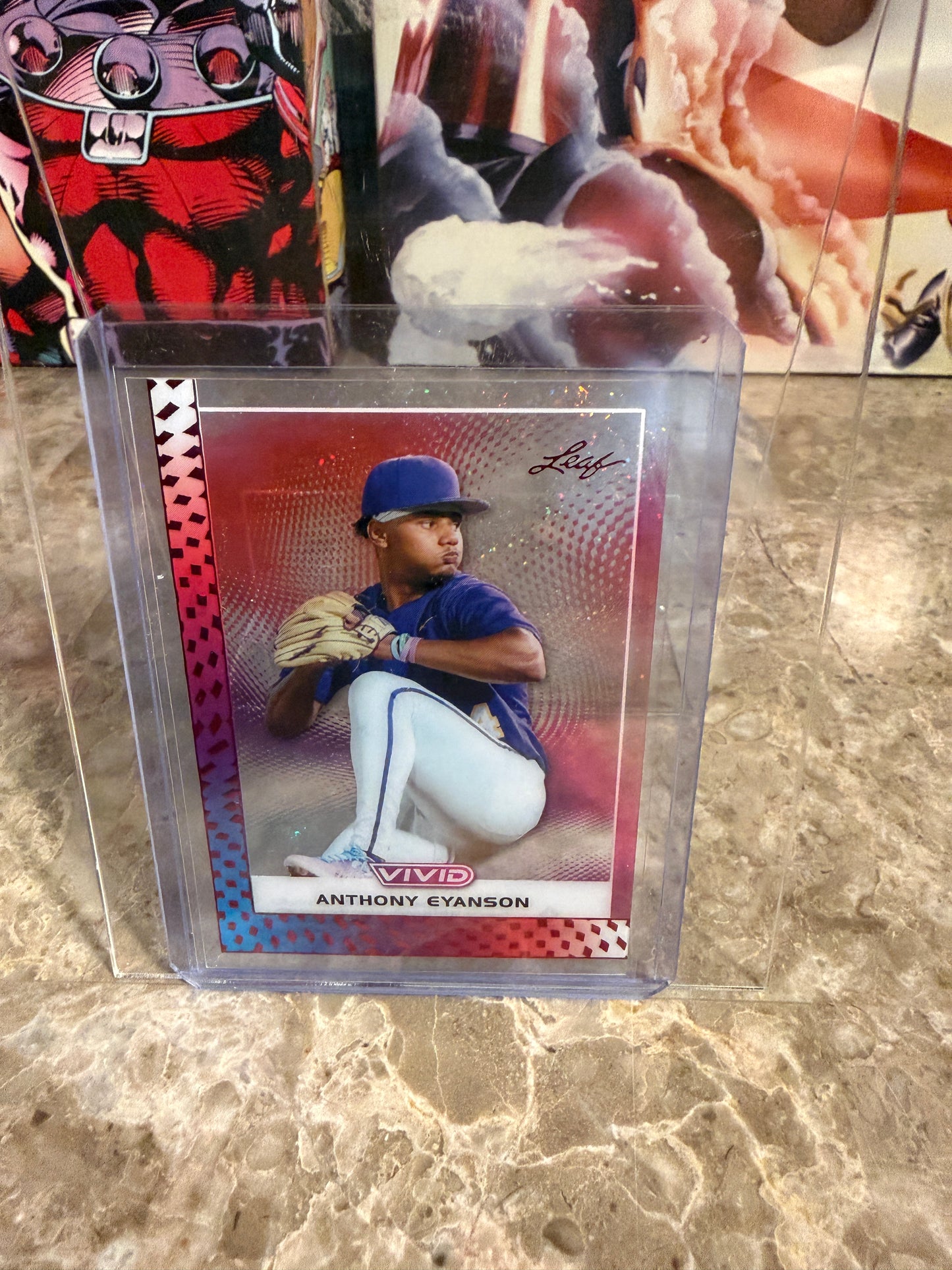 2026 Leaf Vivid Baseball Anthony Eyanson Clear Base Parallel Red Stardust 1/1