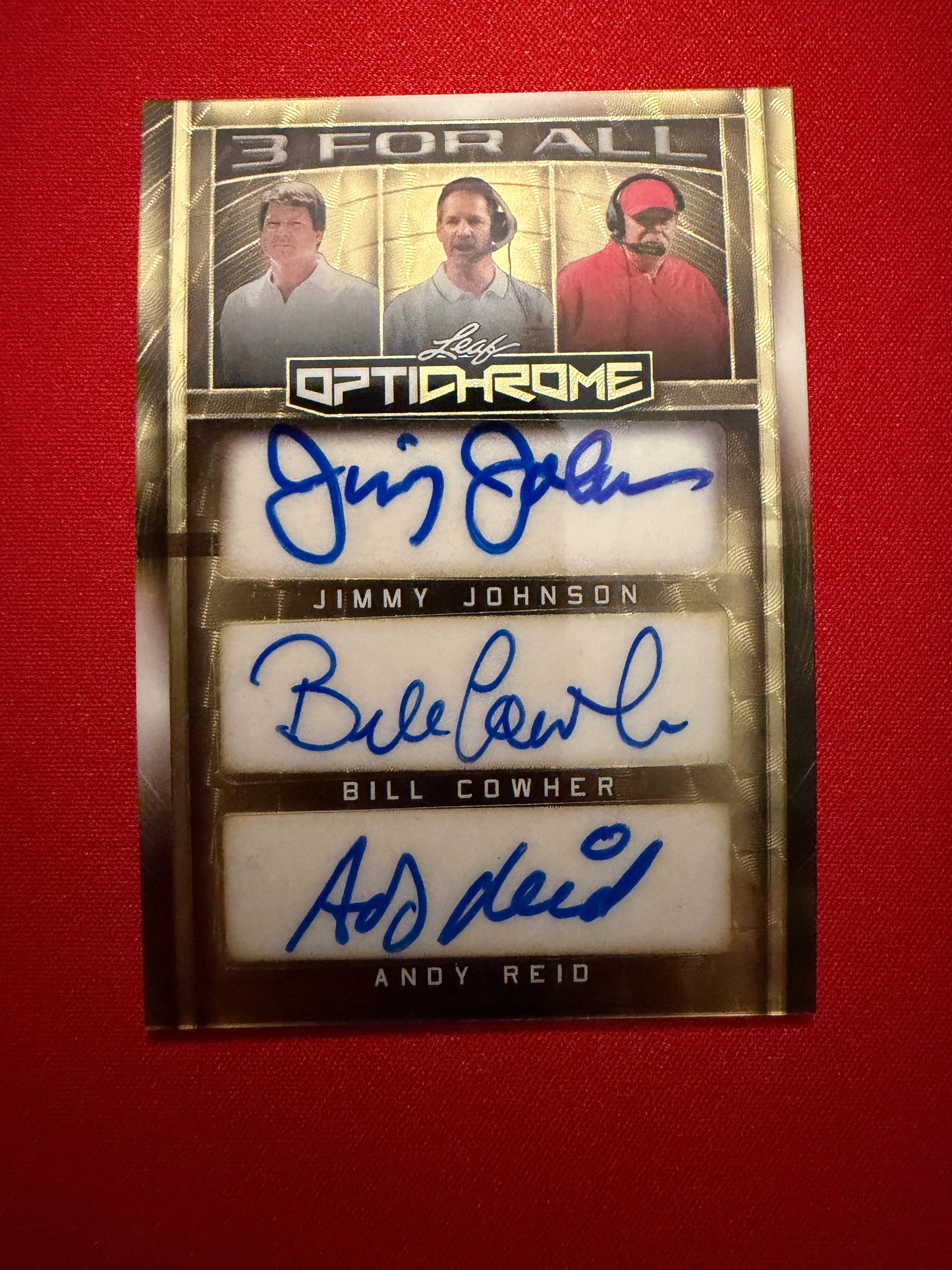 2026 Leaf Optichrome Triple Auto Johnson Cowher Reid Gold Super Prismatic 1/1