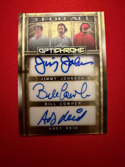 2026 Leaf Optichrome Triple Auto Johnson Cowher Reid Gold Super Prismatic 1/1