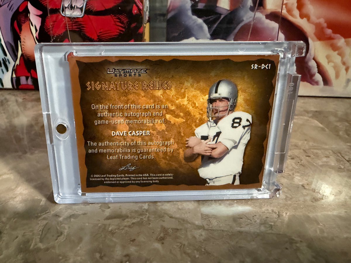 Dave Casper 2026 Leaf Ultimate Sports Signature Relic Quad Game-Used 3/3 Bookend