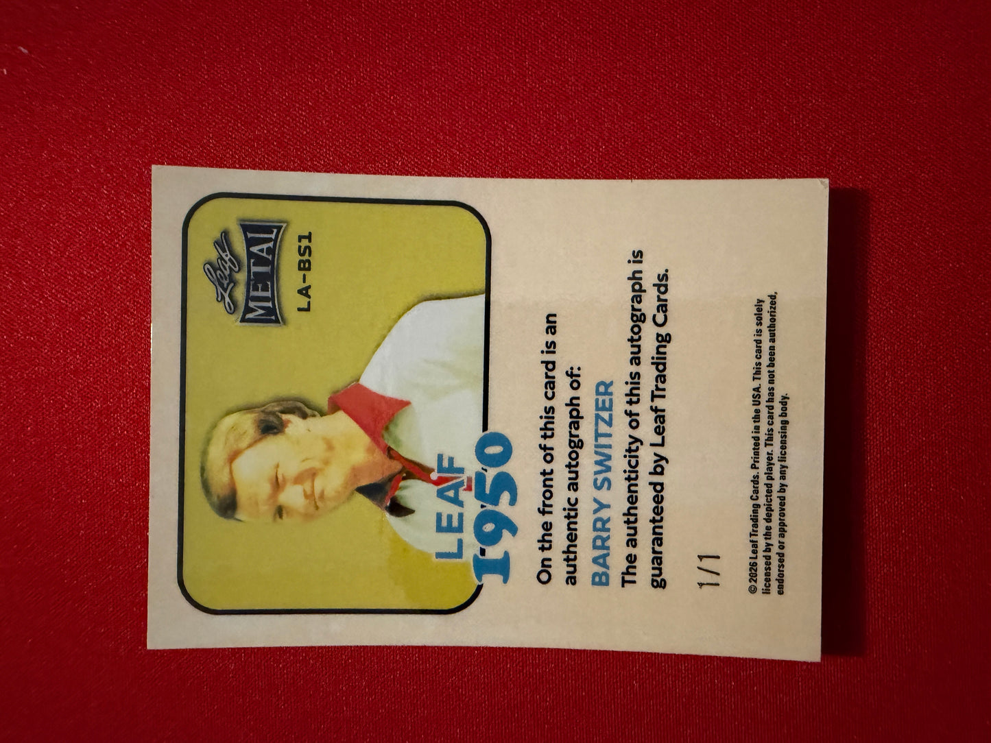 2026 Leaf Metal Football Barry Switzer 1950 Auto Silver Shimmer 1/1