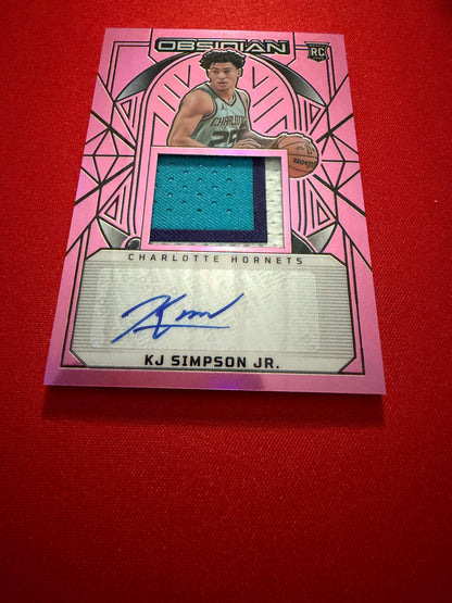 KJ Simpson Jr. 2024-25 Panini Obsidian Rookie Jersey Autographs Pink Flood /49