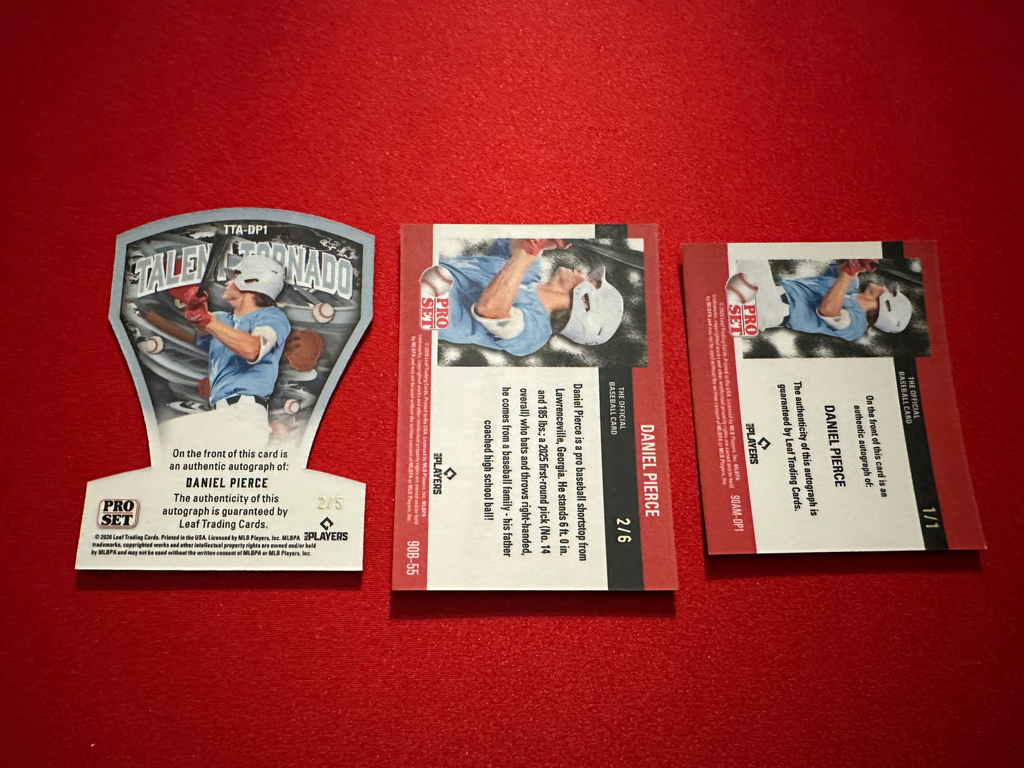 Daniel Pierce 2026 Pro Set Metal 1/1 Gold AUTO, /5 & /6 RWB Lazer Lot - Rays