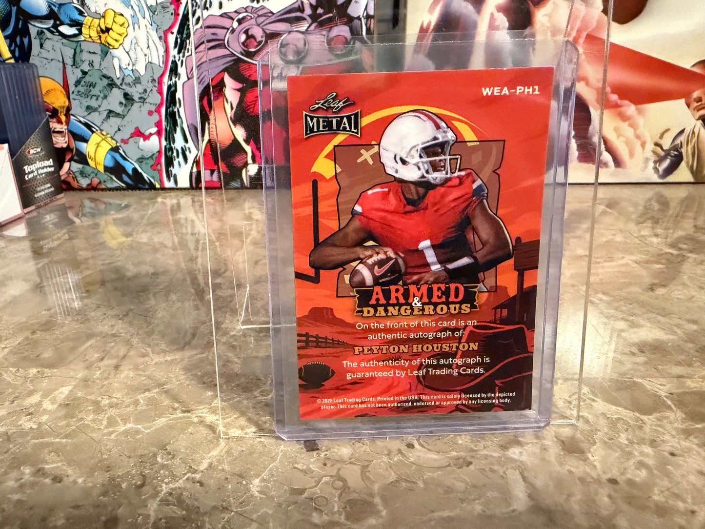 Peyton Houston 2026 Leaf Metal Football Armed & Dangerous Auto Gold Shimmer 1/1