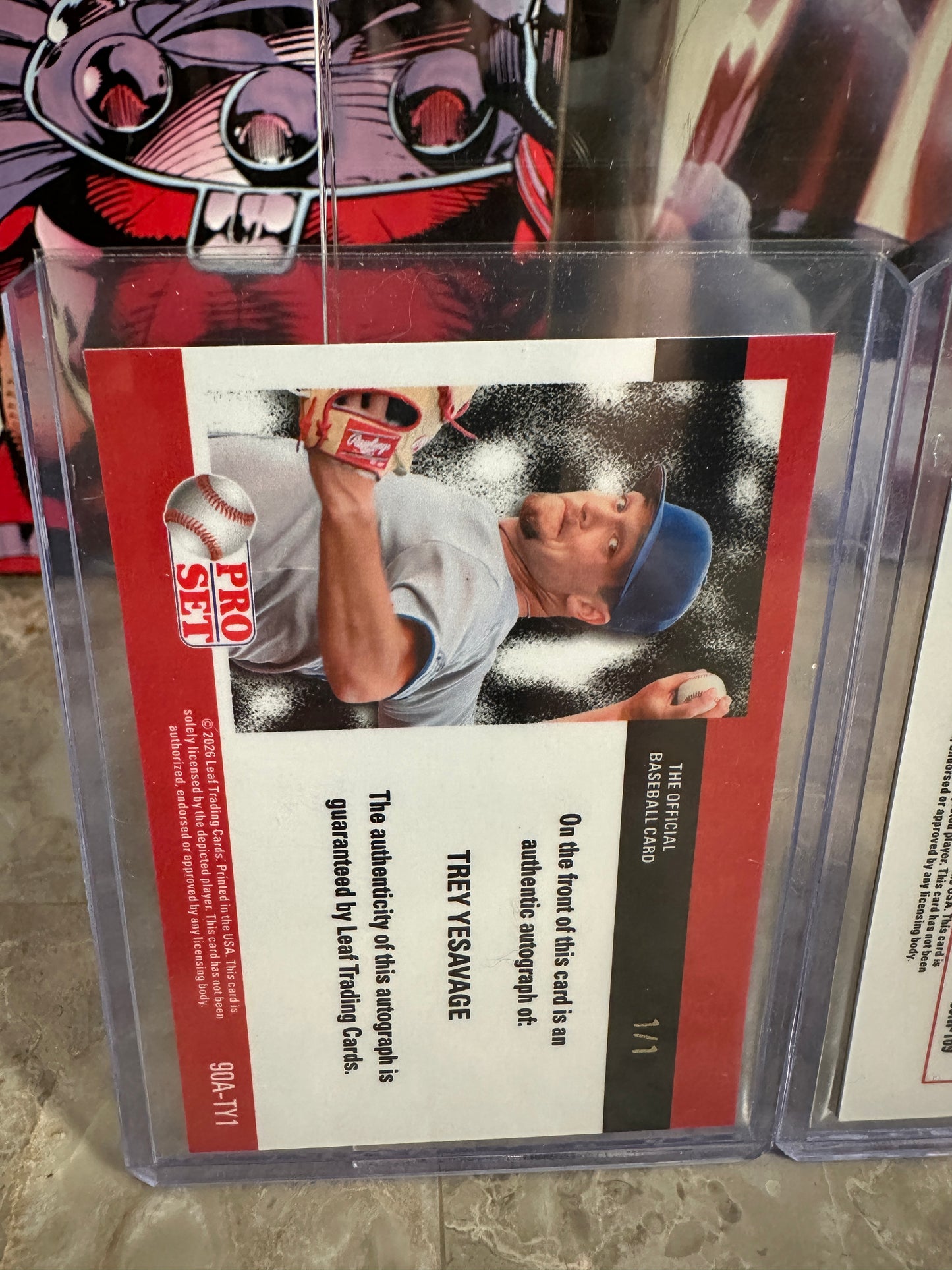 Trey Yesavage 2026 Pro Set Metal 1/1 Red Lazer AUTO & 1989 Mini Black /2 Lot - Blue Jays