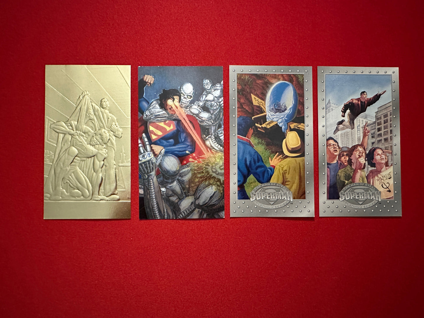 1994 Skybox DC Superman Platinum Series FG1/S4 Forged in Gold/Spectral-Etch