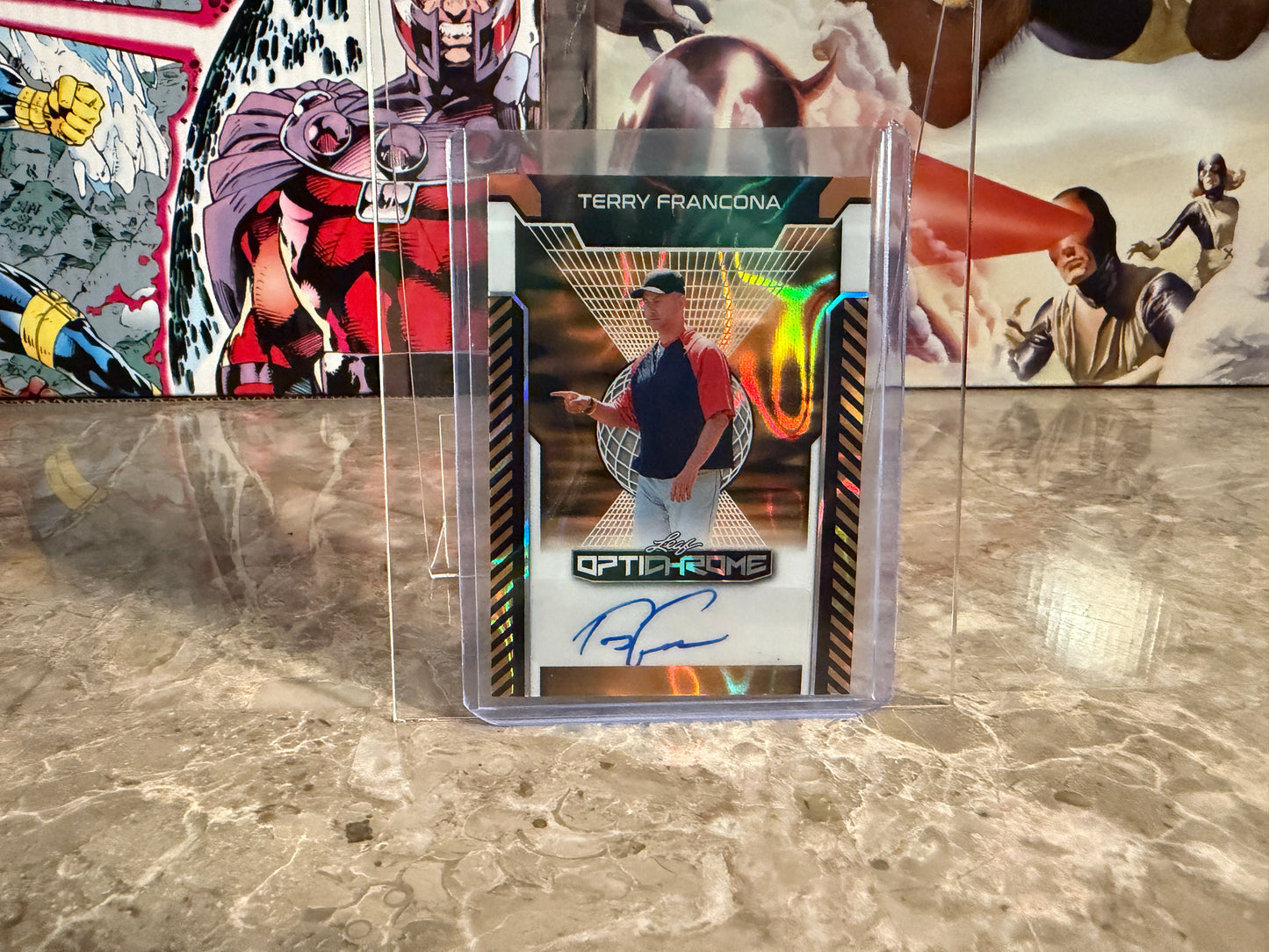 Terry Francona 2025 Leaf Optichrome Baseball Base Auto Gold Lava 1/1