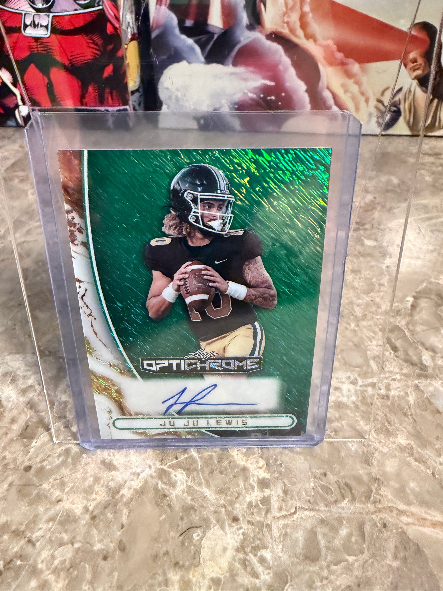 Juju Lewis 2026 Leaf Optichrome Football Base Green Shimmer 3/3