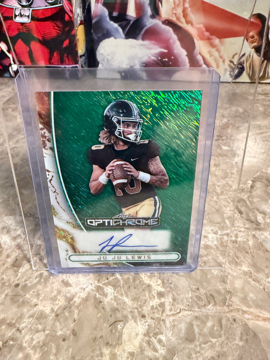 Juju Lewis 2026 Leaf Optichrome Football Base Green Shimmer 3/3