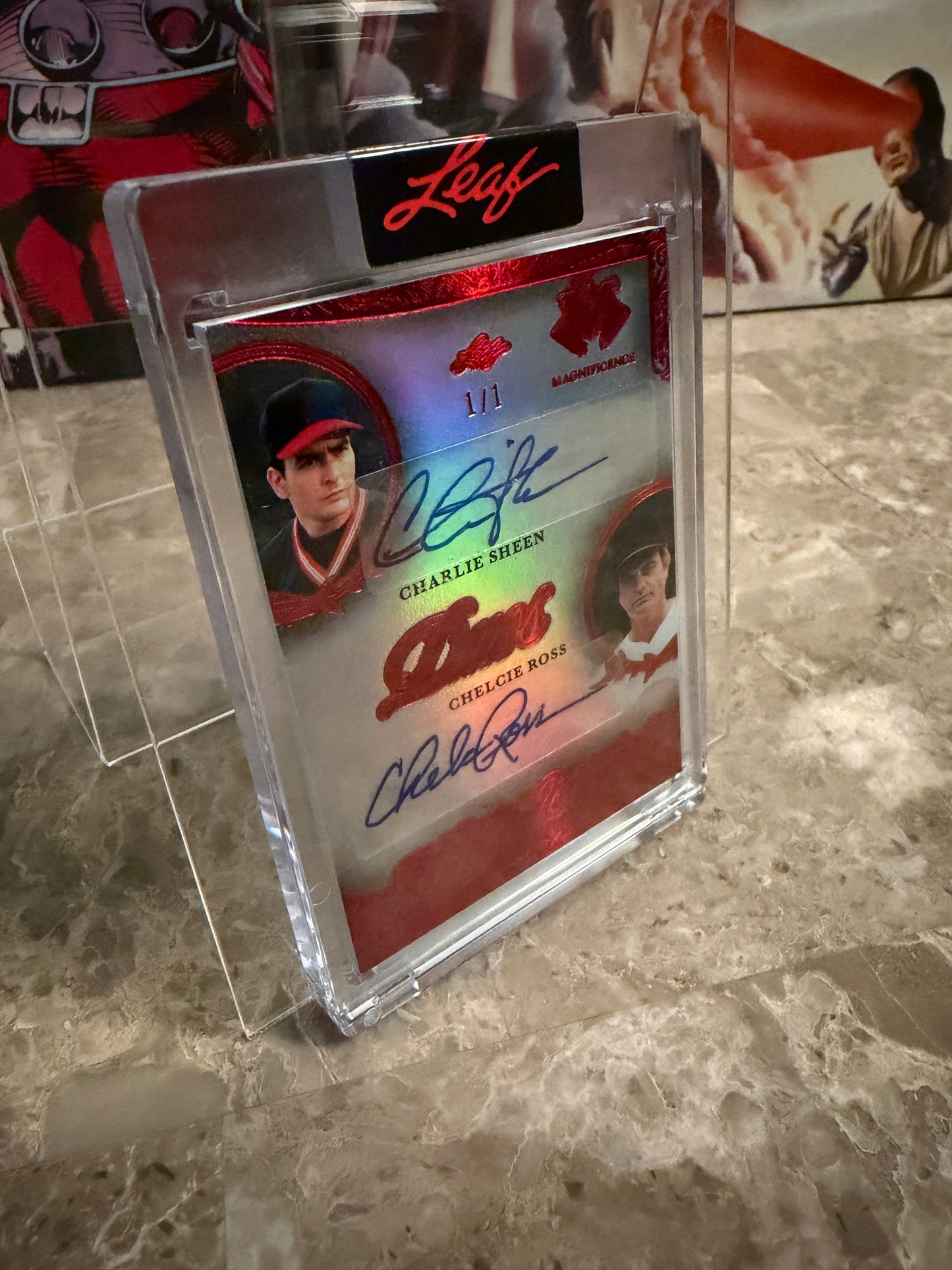 2026 Leaf Magnificence Duos Charlie Sheen & Chelcie Ross Auto Red Color Match 1/1