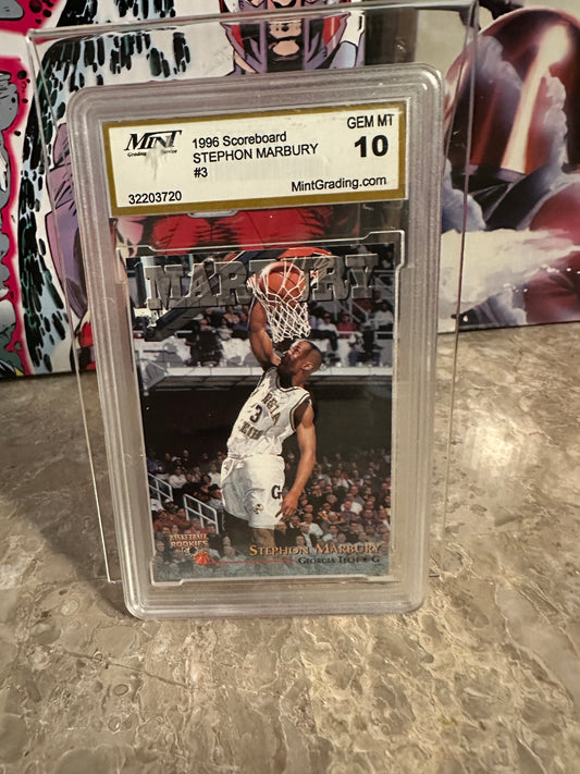 Stephon Marbury #3 Mint Graded 10 Gem Mint (1996 Scoreboard)