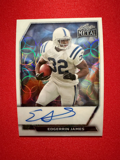 2026 Leaf Metal Football Edgerrin James On-Card Auto White Color Match Kaleidoscope