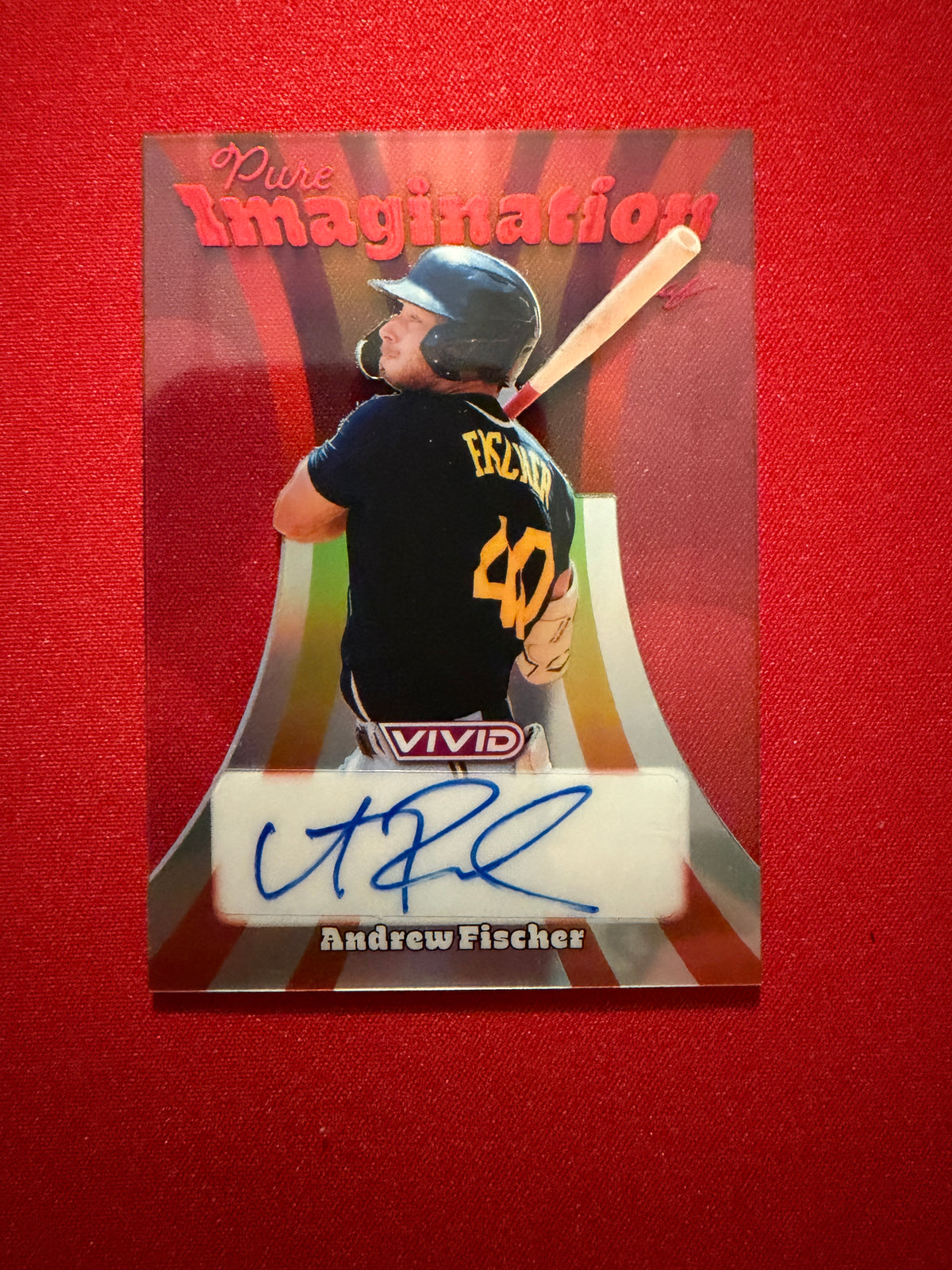 Andrew Fischer 2026 Leaf Vivid Baseball Pure Imagination Auto Clear Red 7/7 Bookend