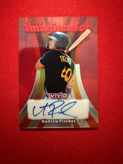 Andrew Fischer 2026 Leaf Vivid Baseball Pure Imagination Auto Clear Red 7/7 Bookend
