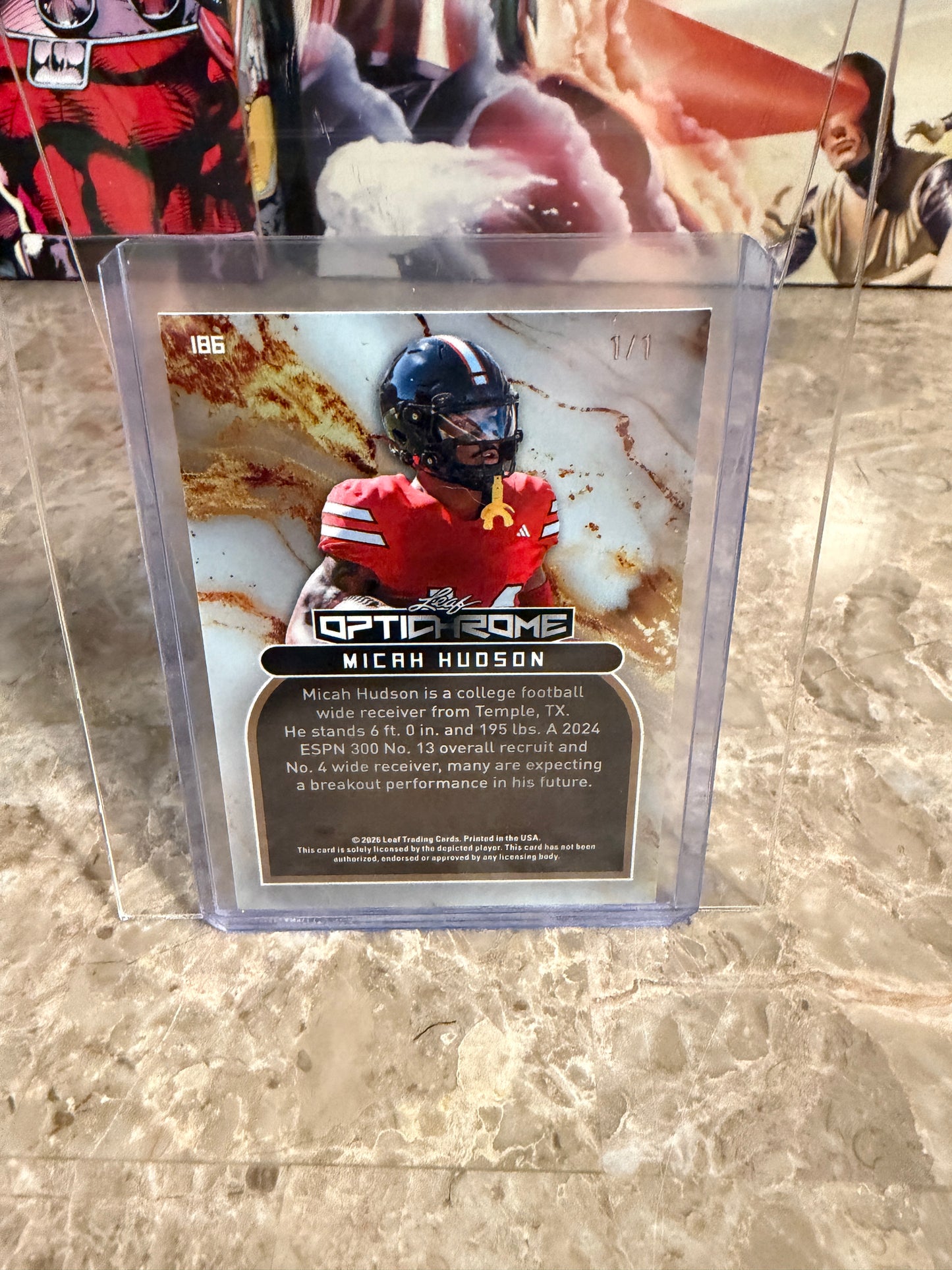 Micah Hudson 2026 Leaf Optichrome Music Super Gold Prismatic 1/1
