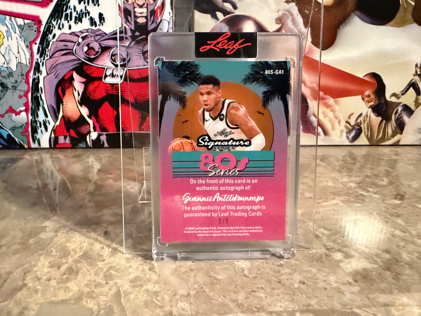 Giannis Antetokounmpo 2026 Leaf Signature Series 80s Auto 1/1 Miami Vice