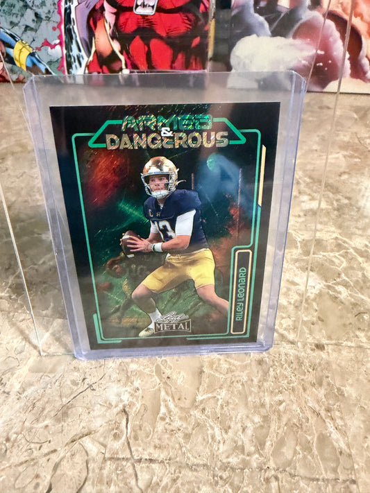 2026 Leaf Metal Football Riley Leonard Armed & Dangerous Black Shimmer 2/2