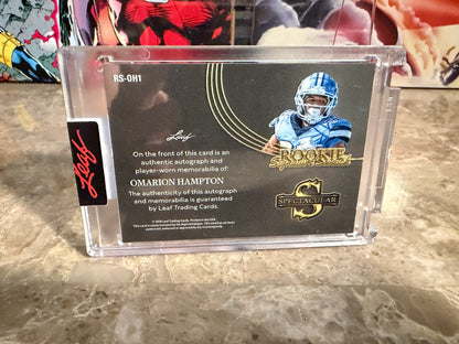 2026 Leaf Spectacular Football Rookie Signature Swatch Omarion Hampton Silver /25