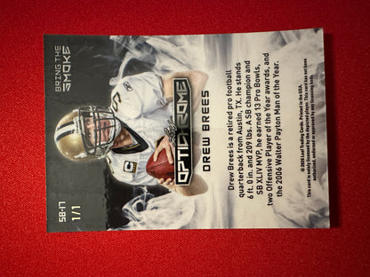 Drew Brees 2026 Leaf Optichrome Bring the Smoke 1/1 Super Prismatic Color Match