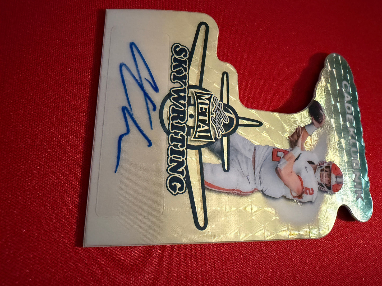Cade Klubnik 2026 Leaf Metal Football Skywriting Auto Gold Super Prismatic 1/1