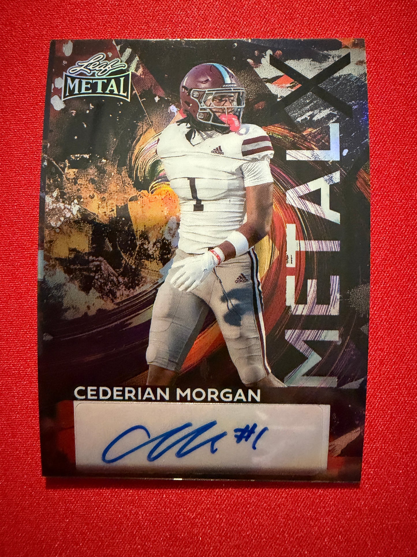 2026 Leaf Metal Football Cederian Morgan Metal X Auto Black Prismatic 1/1